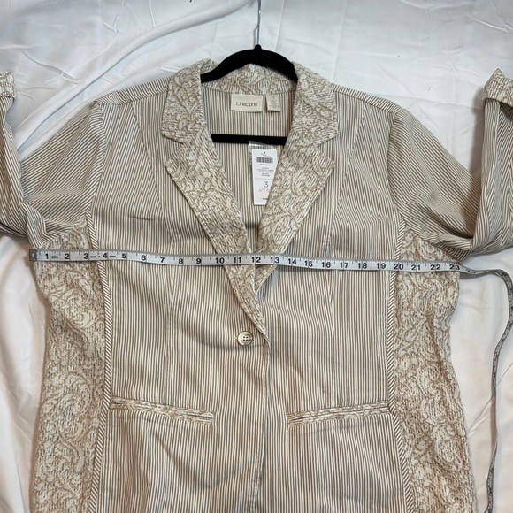 Chico's Cream Striped Women's Jacket - Picture 5 of 6